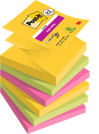 Öntapadó jegyzettömb, "Z", 76x76 mm, 4+2x90 lap, 3M POSTIT "Carnival", vegyes